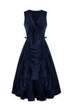 Lace-Up Ruched Sleeveless Casual Dress