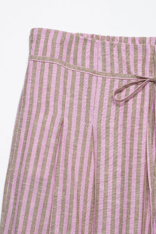 Striped Drawstring Wide-Leg Casual Pants