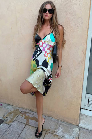 Polka Dot Print Spaghetti Strap Slip Dress