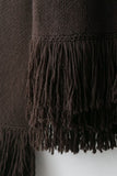 Fringe Trim Crew Neck Knit Cardigan
