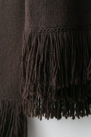 Fringe Trim Crew Neck Knit Cardigan