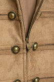 Military Button Mock Neck Cropped Jacket