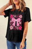 Valentines Slogan Floral Bow Printed T Shirt