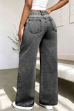 Asymmetric Waist Wide-Leg Baggy Jeans