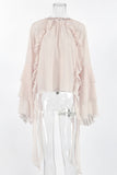 Ruffle Detail Cape Sleeve Top