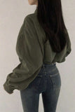 Ribbed Button-Front Collared Jacket