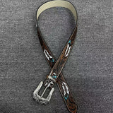 Feather Embossed Buckle Belt