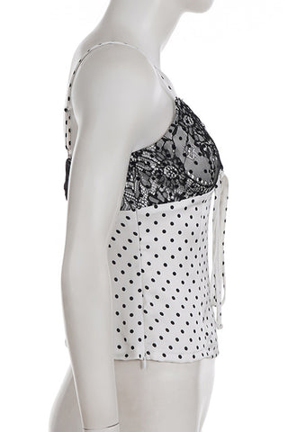Lace-Trim Polka Dot Cami Top