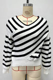 Striped Asymmetric Off-Shoulder Sweater