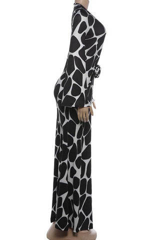Abstract Print Twist Front Maxi Dress