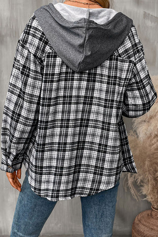Plaid Hooded Button-Front Shirt