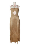 Crochet Fringe Backless Maxi Dress