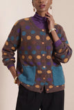 Polka Dot Knit Button-Front Coat
