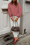 Striped Open Back Long Sleeve Sweater