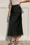 Satin Lace Trim Mermaid Maxi Skirt