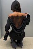 Lace Back Long Sleeve Blouse