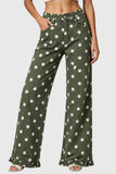 Polka Dot Ruffle Hem Baggy Jeans