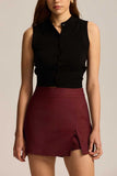 High-Waist Front Slit Mini Skirt