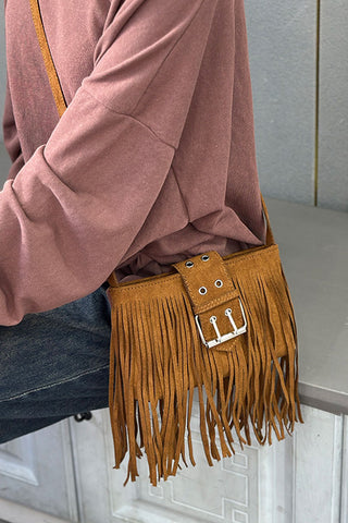 Fringe Buckle Crossbody Bag