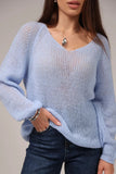 Sheer V-Neck Loose Knit Sweater