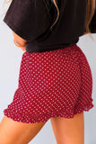 Polka Dot Ruffle Hem Casual Shorts