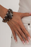 Marbled Studded Wide Cuff Bracelet