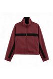 Colorblock Stripe Stand-Collar Zip Jacket