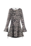 Animal Print Bell Sleeve Tie Back Casual Dress