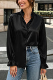 Polka Dot Ruffle Collar Bell Sleeve Blouse