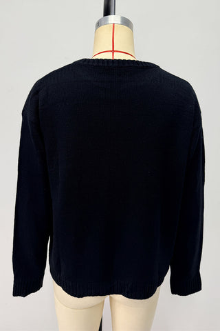 Fish Intarsia Crew Neck Knit Sweater