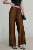 Satin Drawstring Wide-Leg Casual Pants