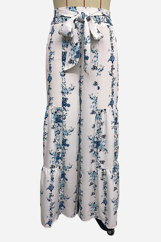 High-Waist Floral Wide-Leg Pants