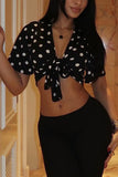 Tie-Front Polka Dot Crop Top
