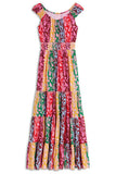 Boho Print Smocked Waist Dress