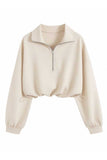 Zipper Collar Crop Sweatshirt