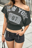 Graphic Off-Shoulder T-Shirt