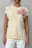 3D Floral Button-Side Sweater Vest
