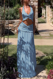 Halter Tie-Back Skirt Set