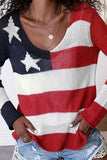 Star Stripe V-Neck Knit Top