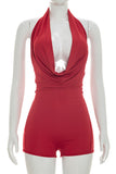 Halter Neck Draped Romper