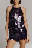 Sequin Halter Sleeveless Mini Dress