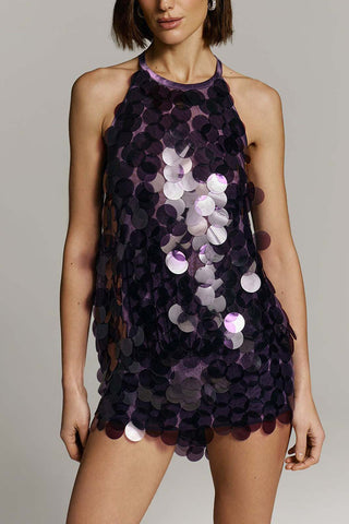 Sequin Halter Sleeveless Mini Dress