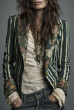 Striped Floral Patchwork Blazer
