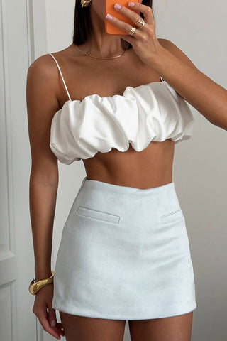 Ruffled Strap Crop Tank