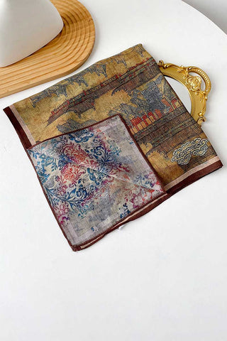 Paisley and Geometric Print Square Scarf