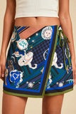 Wrap-Style Printed Skirt Shorts