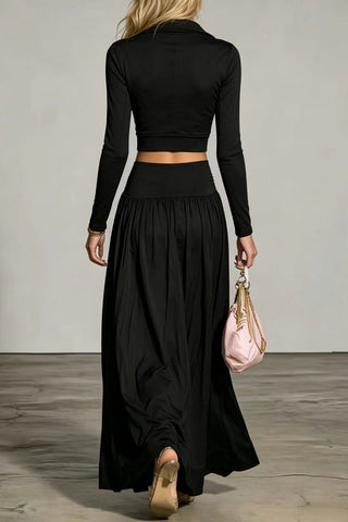 Zip-Front Crop Top and Maxi Skirt Set
