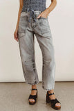 Striped Drawstring Straight Jeans