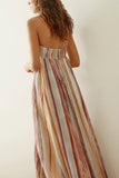 Striped Strapless Maxi Vacation Dress