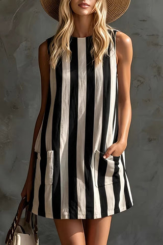 Striped Sleeveless Casual Dress